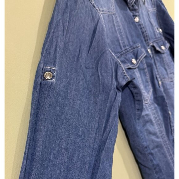 Warehouse One Button Up Shirt women Size Small Blue - Picture 7 of 11